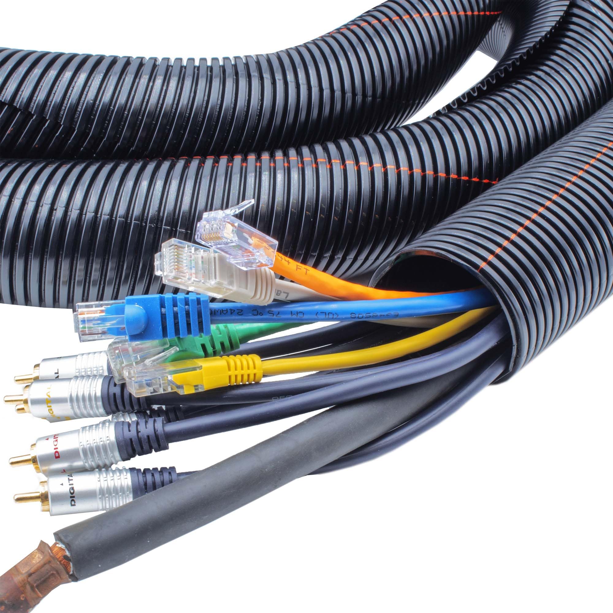 Electriduct 1/4'' Uv Rated Flame Retardant Wire Loom Black Nylon Split Tubing Cable Hose   25 Feet
